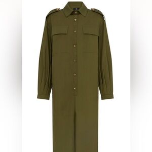 Ada & Edith Olive Green Button-Up Biafra Jumpsuit